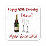 Personalised Champagne Wooden Coaster